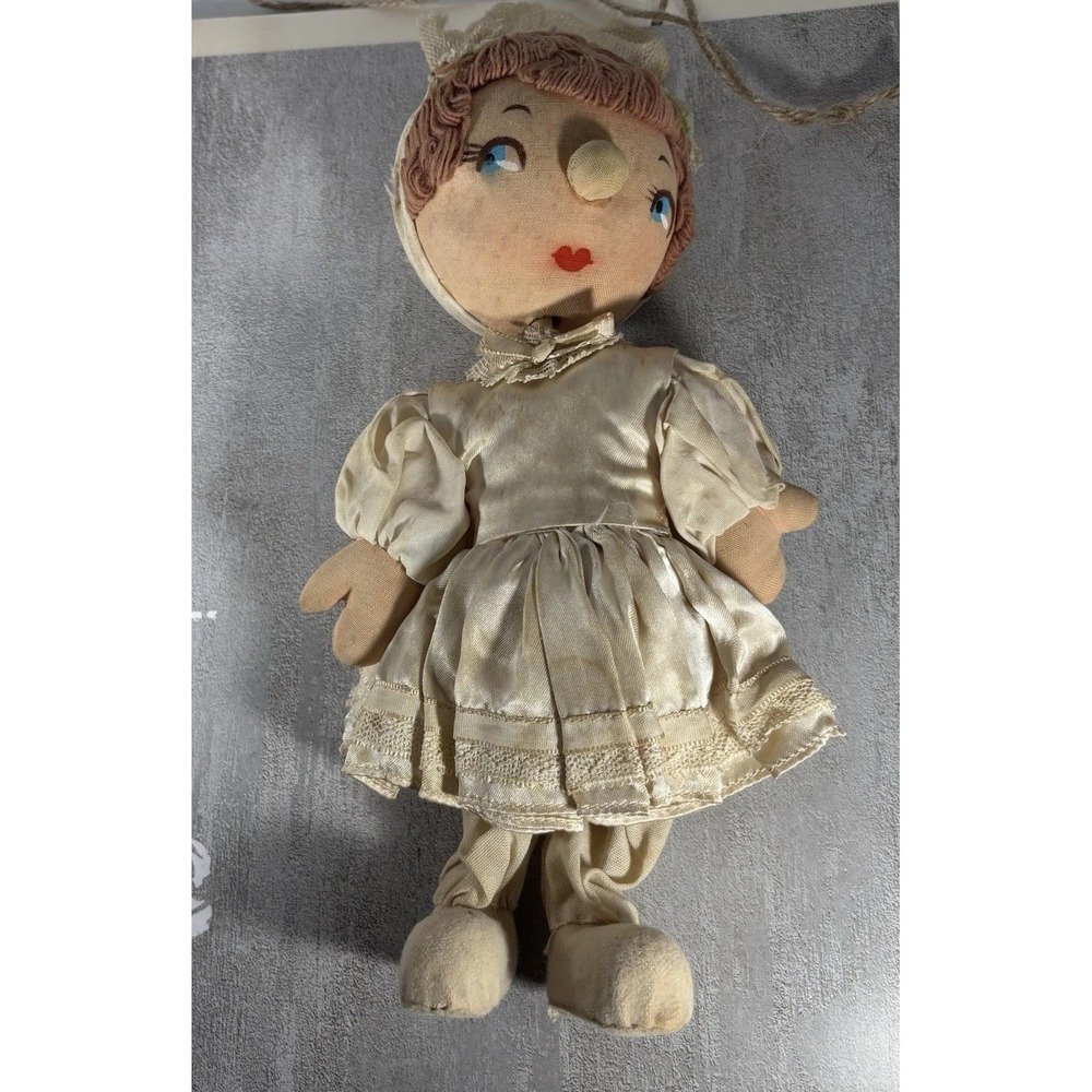 10" Vintage Doll Americana Folk Art Rag doll-Hand Made‎